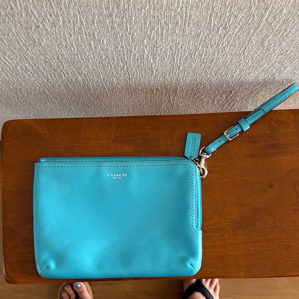 Coach Turquoise Leather Wristlet - Picture 2 of 7